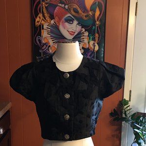 "Twelve by Twelve",  Black Bolero styled Jacket with 4 fancy buttons, Size M